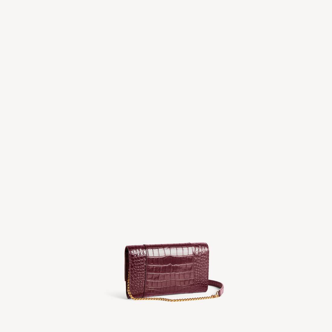 Women's Hourglass Wallet On Chain in Dark Burgundy | Balenciaga Mexico EN - Image 3