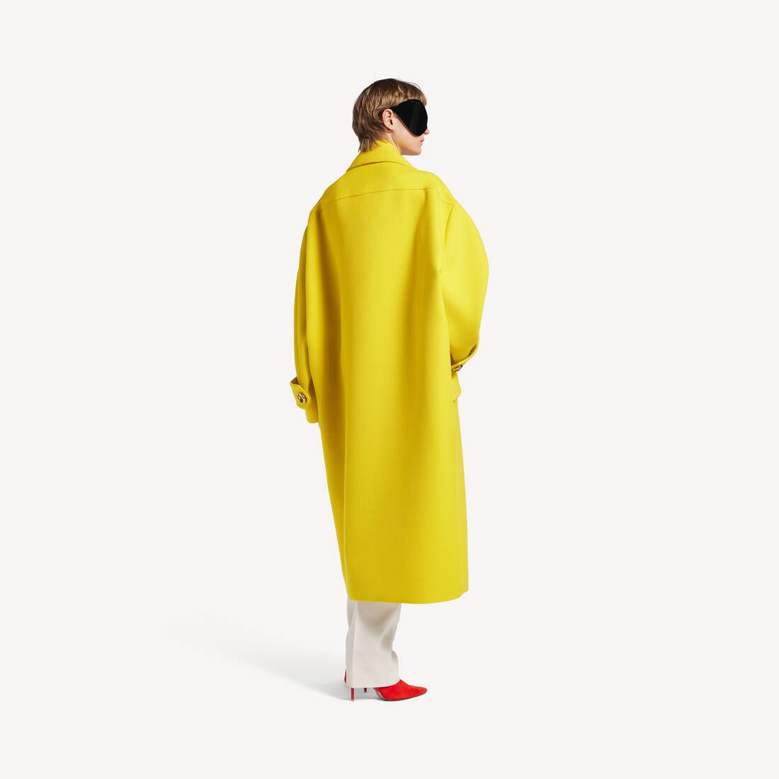 Women's Long Peacoat in Yellow | Balenciaga Hungary EN - Image 4