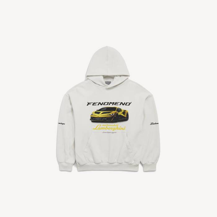 Balenciaga | Automobili Lamborghini Hoodie Mittlere Passform f&uuml;r Herren in Wei&szlig; Mit Dirty-effekt - Herren | Balenciaga Deutschland DE - Image 1