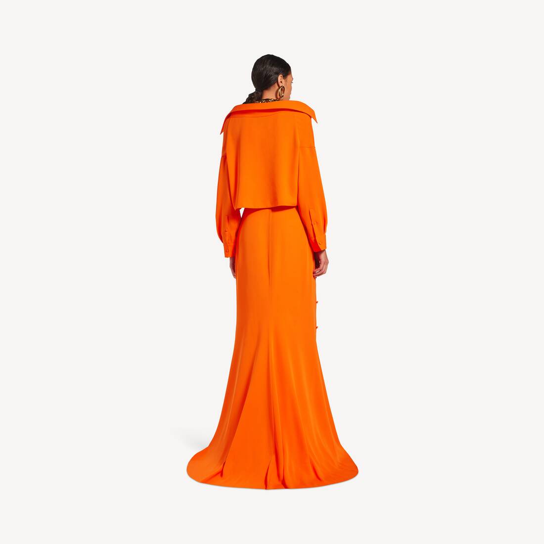 Vestido Off-shoulder para Mujer en Naranja | Balenciaga Espa&ntilde;a ES - Image 4