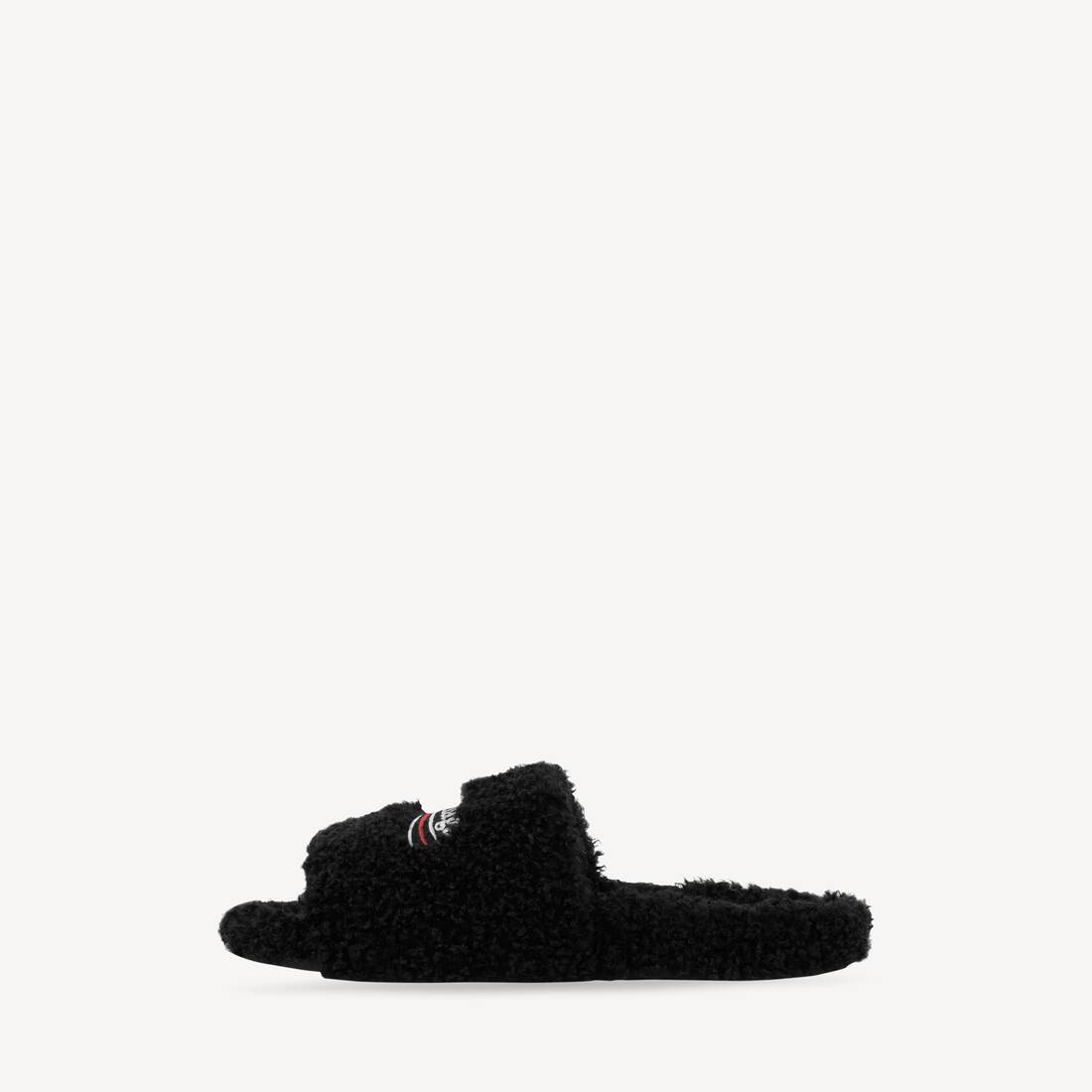 Men's Furry Slide Sandal in Black
