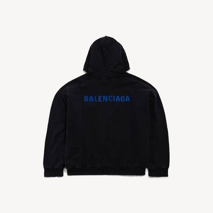 Hoodie Balenciaga Back Fit Medium pour Homme en Noir D&eacute;lav&eacute;/bleu - Homme | Balenciaga Belgique FR - Image 2
