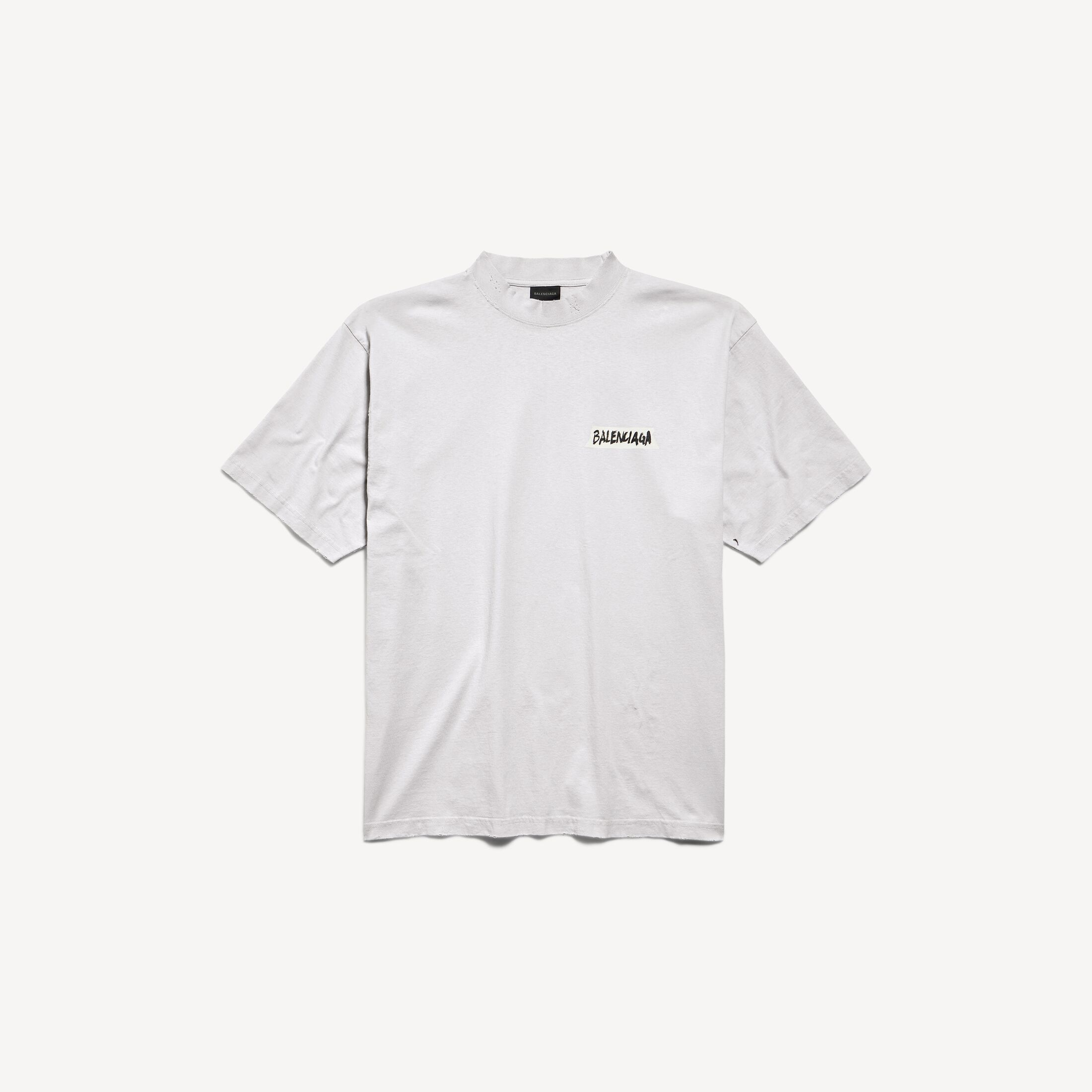 발렌시아가 남성 마스킹 테이프 미디엄 핏 티셔츠 (더티 화이트) 764235TTVL69012