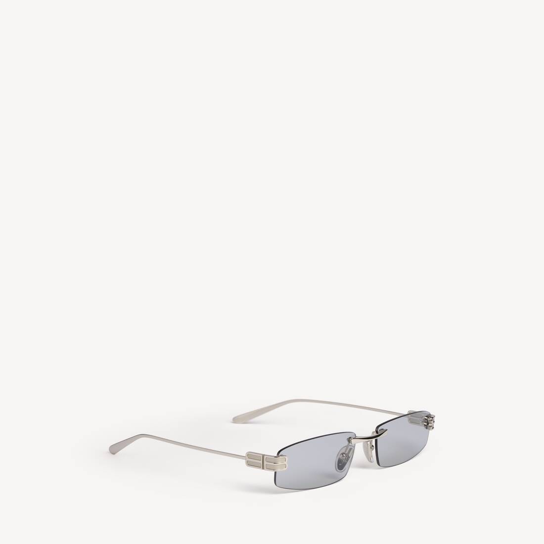 Women's Gossip Rectangle M Sunglasses in Silver | Balenciaga Netherlands EN - Image 4