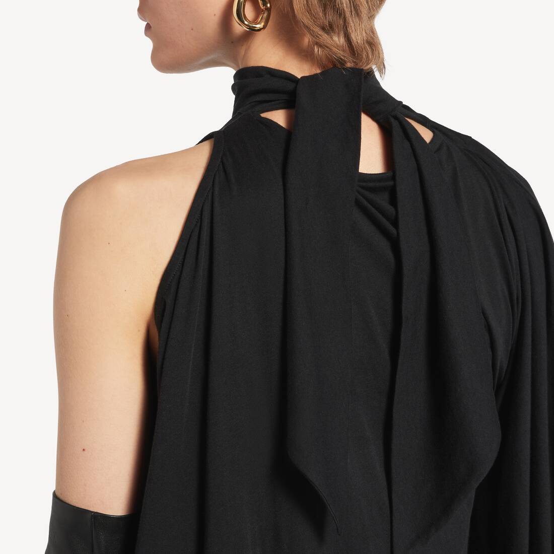 Women's The Door Long Draped Dress in Black | Balenciaga United States EN - Image 6