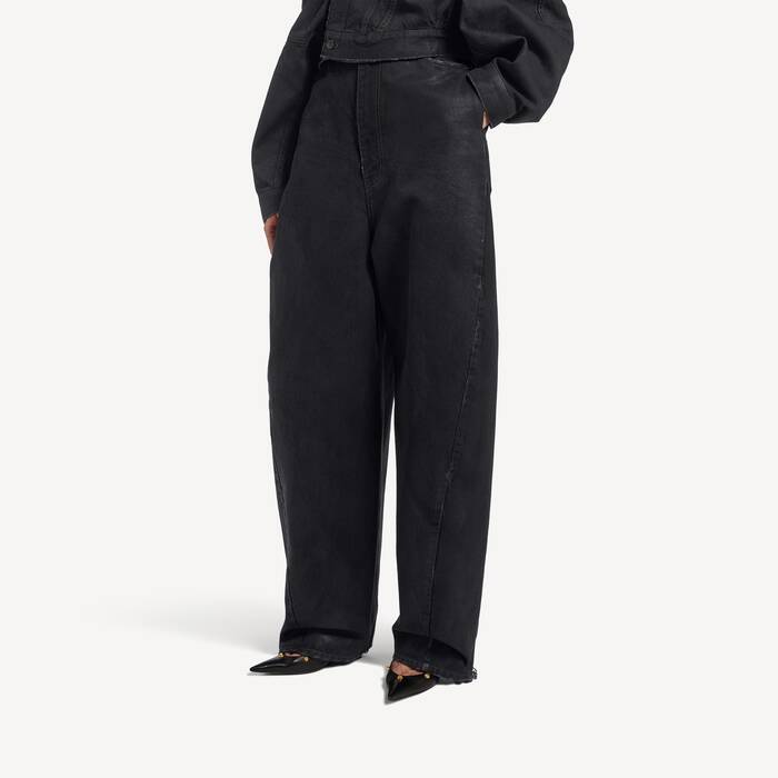 Women's High Waist Barrel Twisted Seam Pants in Vintage Black - Women | Balenciaga United States EN - Image 3