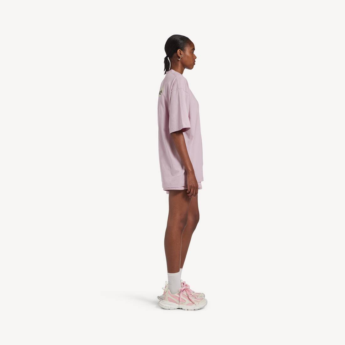 T-shirt Masking Tape Fit Medium  pour Femme en Rose Poudr&eacute; | Balenciaga Belgique FR - Image 3