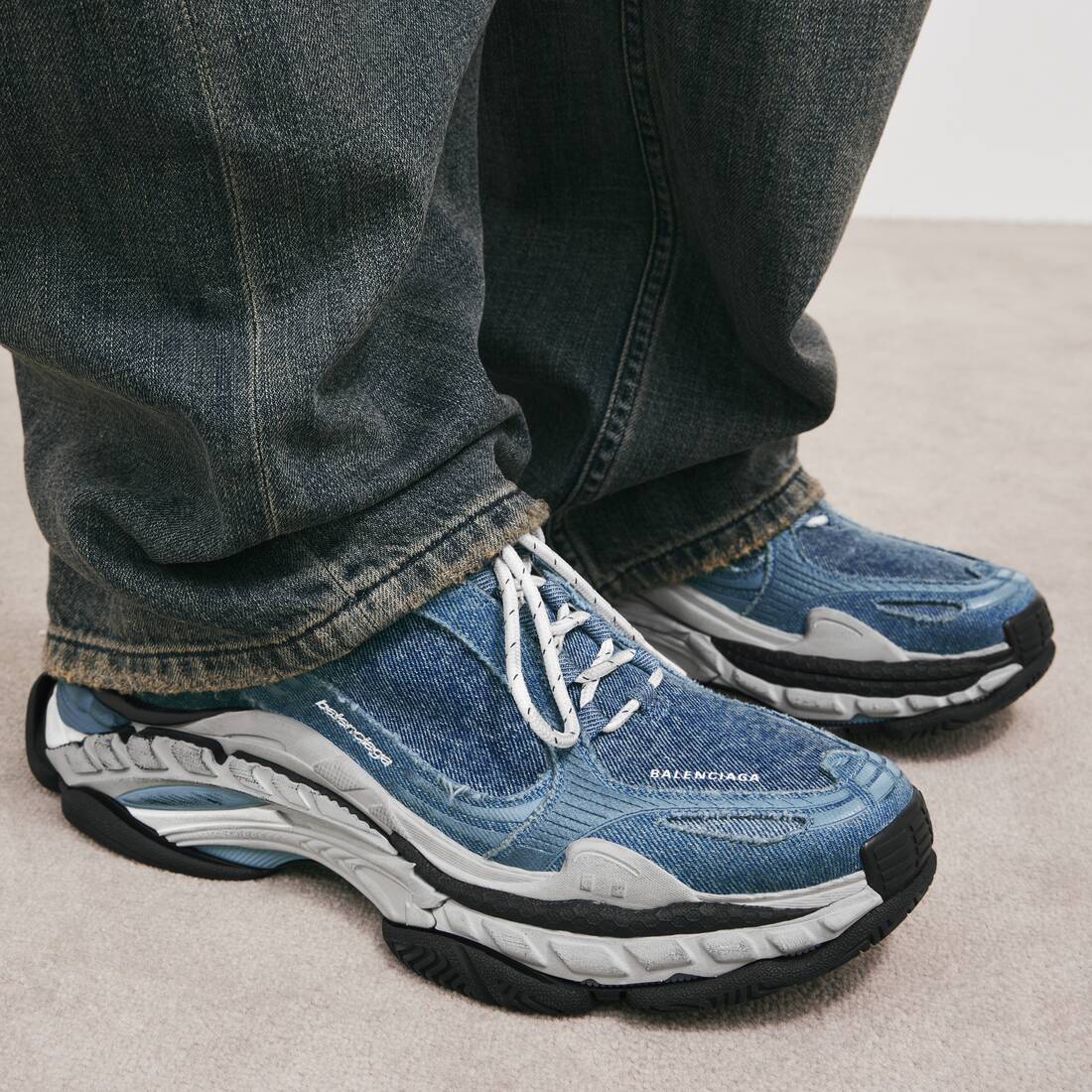 Women's Triple S.2 Denim Trainers in Blue | Balenciaga United Kingdom EN - Image 6