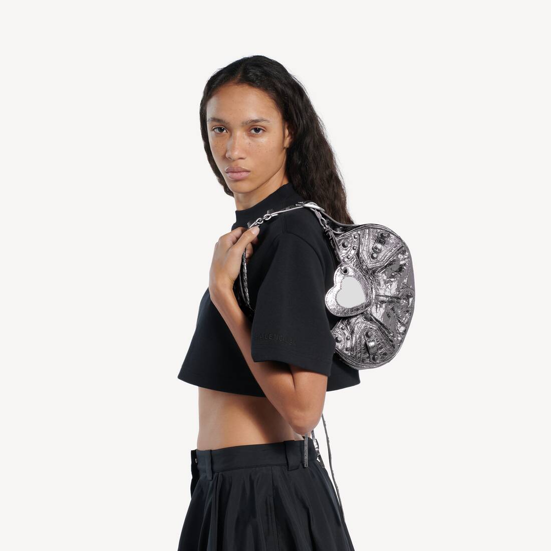 Women's Le Cagole Shoulder Bag Xs in Silver | Balenciaga Saudi Arabia EN - Image 7