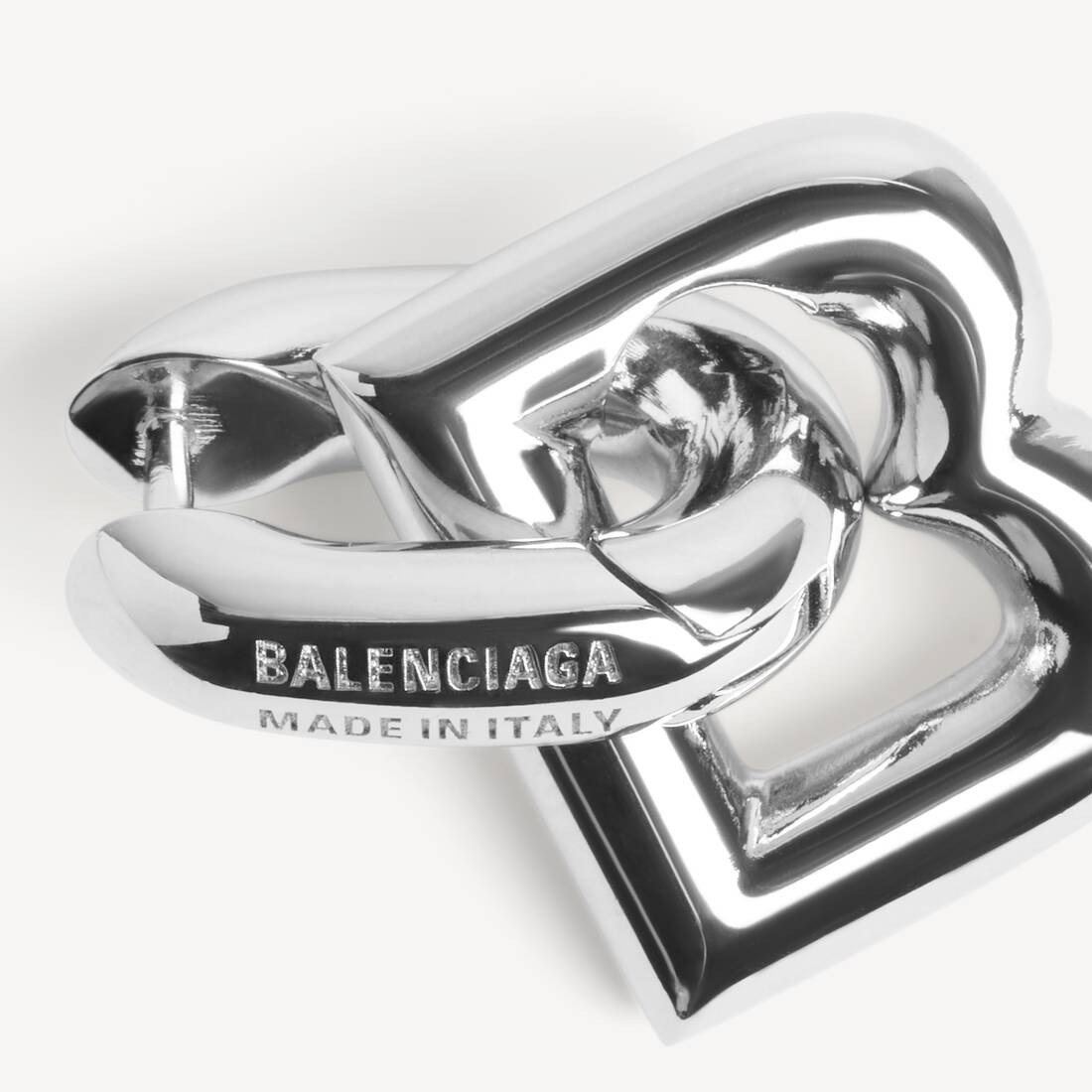 Boucles D&rsquo;oreilles Cr&eacute;oles B Xs pour Femme en Argent&eacute; Brillant | Balenciaga France FR - Image 3