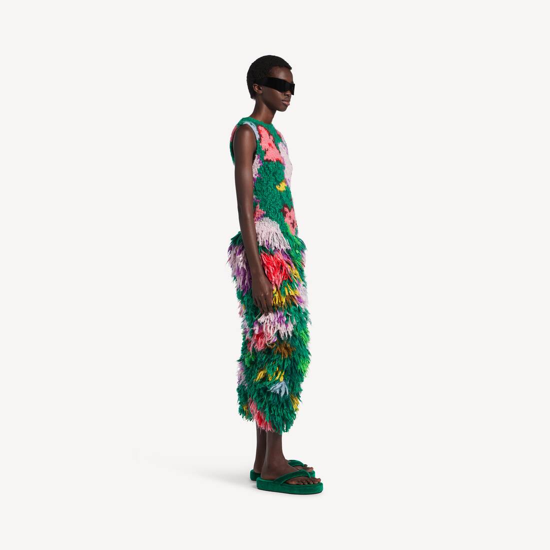 balenciaga pink knitted dress Balenciaga Printed Ribbed Knit Dress Pink - SS21