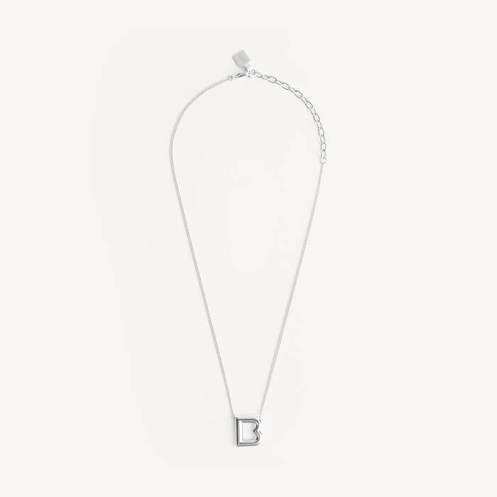 B Necklace in Shiny Silver | Balenciaga United Kingdom EN - Image 1