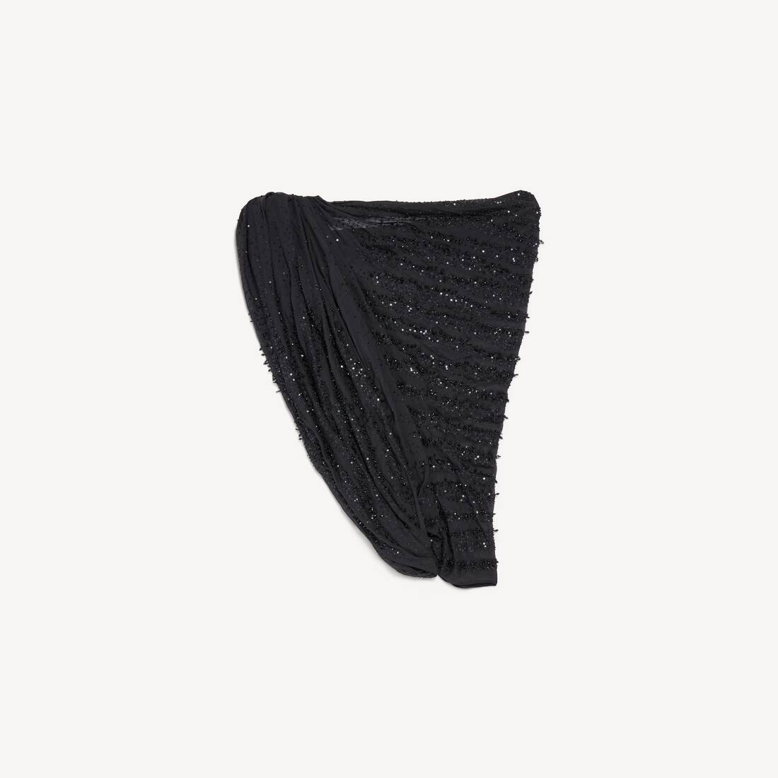 Women's Embroidered One Shoulder Draped Top in Black | Balenciaga Australia EN - Image 2