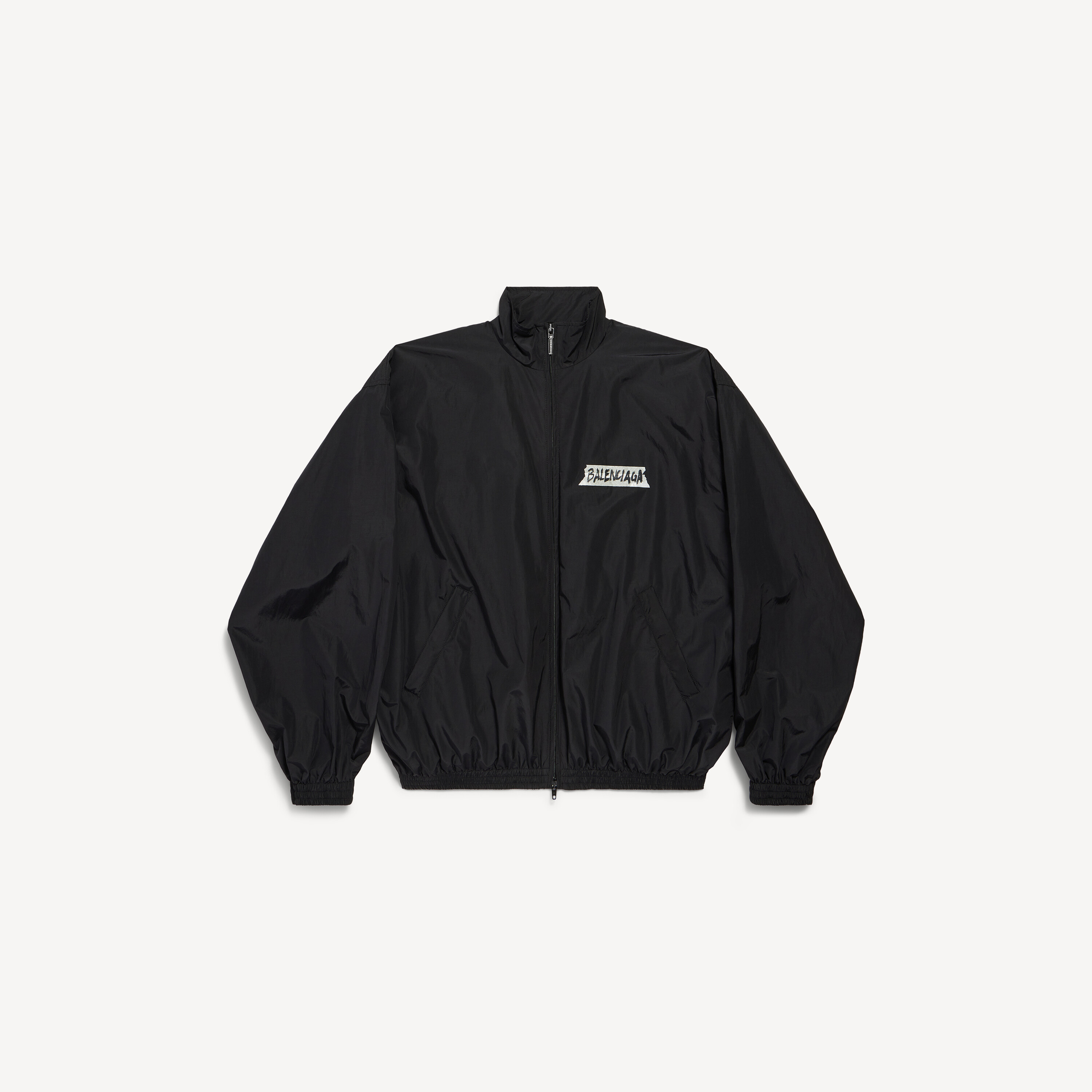 Men's Masking Tape Tracksuit Jacket Medium Fit in Black