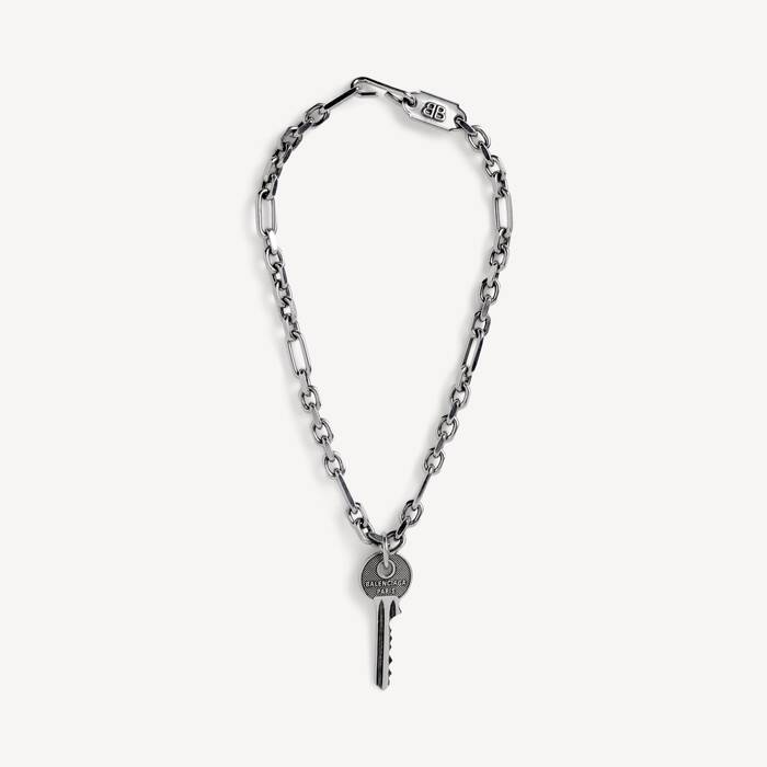 Men's Neverlost Thin Necklace in Antique Silver - Men | Balenciaga Japan EN - Image 1