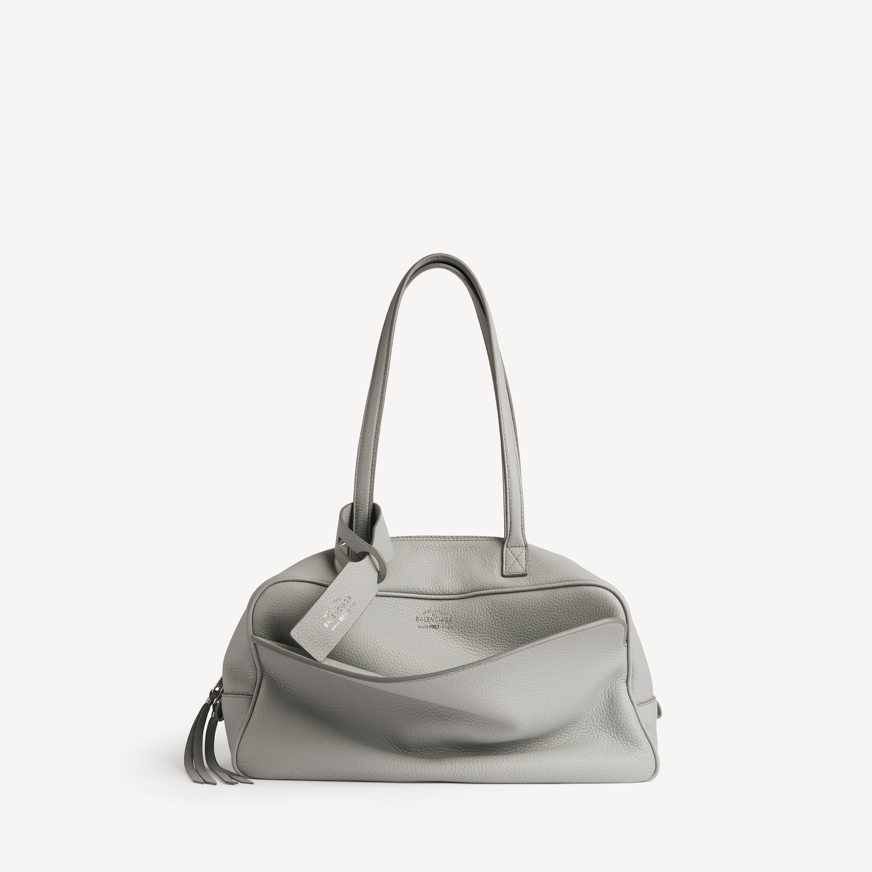Women's Carrie Bowling Bag Medium in Balenciaga Grey | Balenciaga JP
