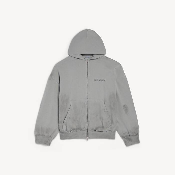 Uomo's Felpa Con Zip Balenciaga Back Vestibilit&agrave; Regolare in Grigio Balenciaga - Uomo | Balenciaga Italia IT - Image 1