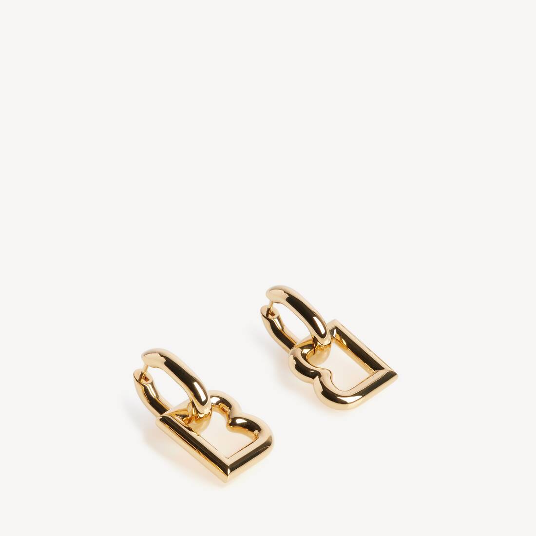 Women's B Hoop Earrings in Shiny Gold | Balenciaga Australia EN - Image 2