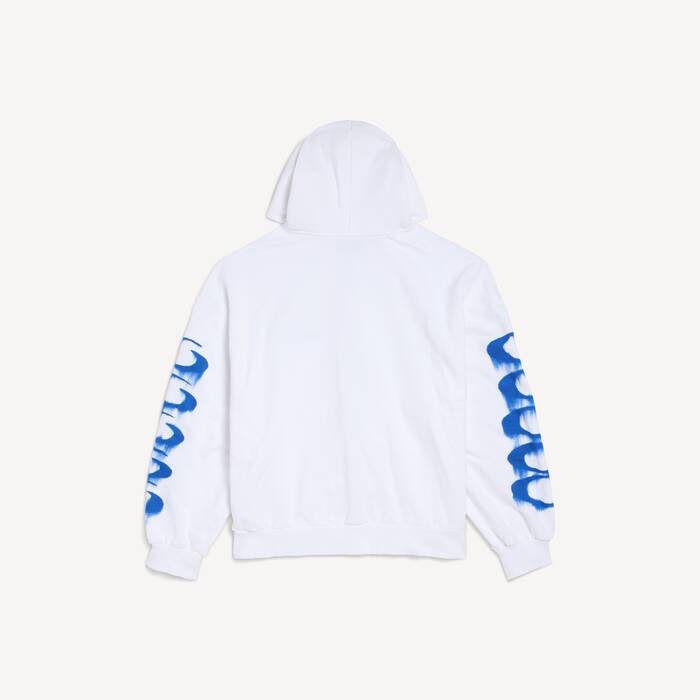 Men's Wet Brush Regular Fit Zip-up Hoodie  in White - Men | Balenciaga United States EN - Image 2