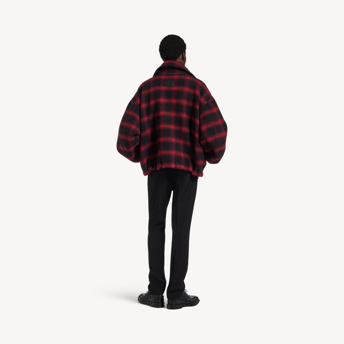 Men's High Collar Half Zip Outerwear in Black/red | Balenciaga Australia EN - Image 4