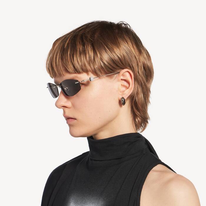 Women's Nano D-frame Sunglasses in Silver - Women | Balenciaga Netherlands EN - Image 3