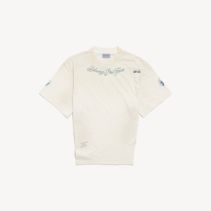 Top &Agrave; Manches Courtes Classic Ink pour Femme en Ivoire - Femme | Balenciaga France FR - Image 1