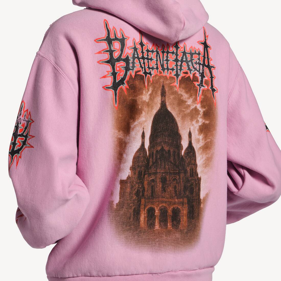 Sudadera Con Capucha Y Cremallera Balenciaga Sacr&eacute; C&oelig;ur Medium Fit para Mujer en Rosa Antiguo | Balenciaga Espa&ntilde;a ES - Image 6