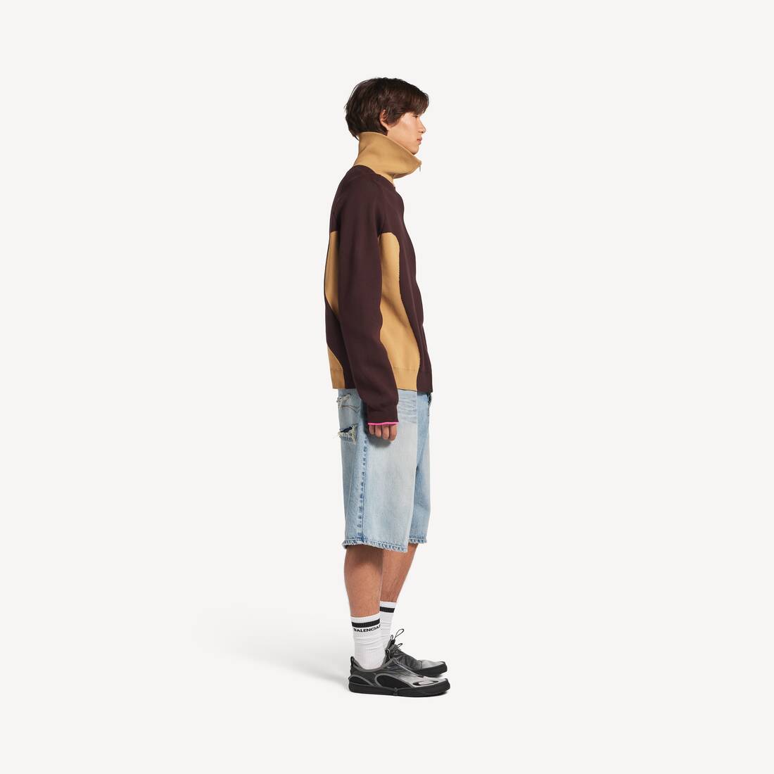 Men's Denim Stay Press Shorts in Bleach Light Bleu | Balenciaga Australia EN - Image 3
