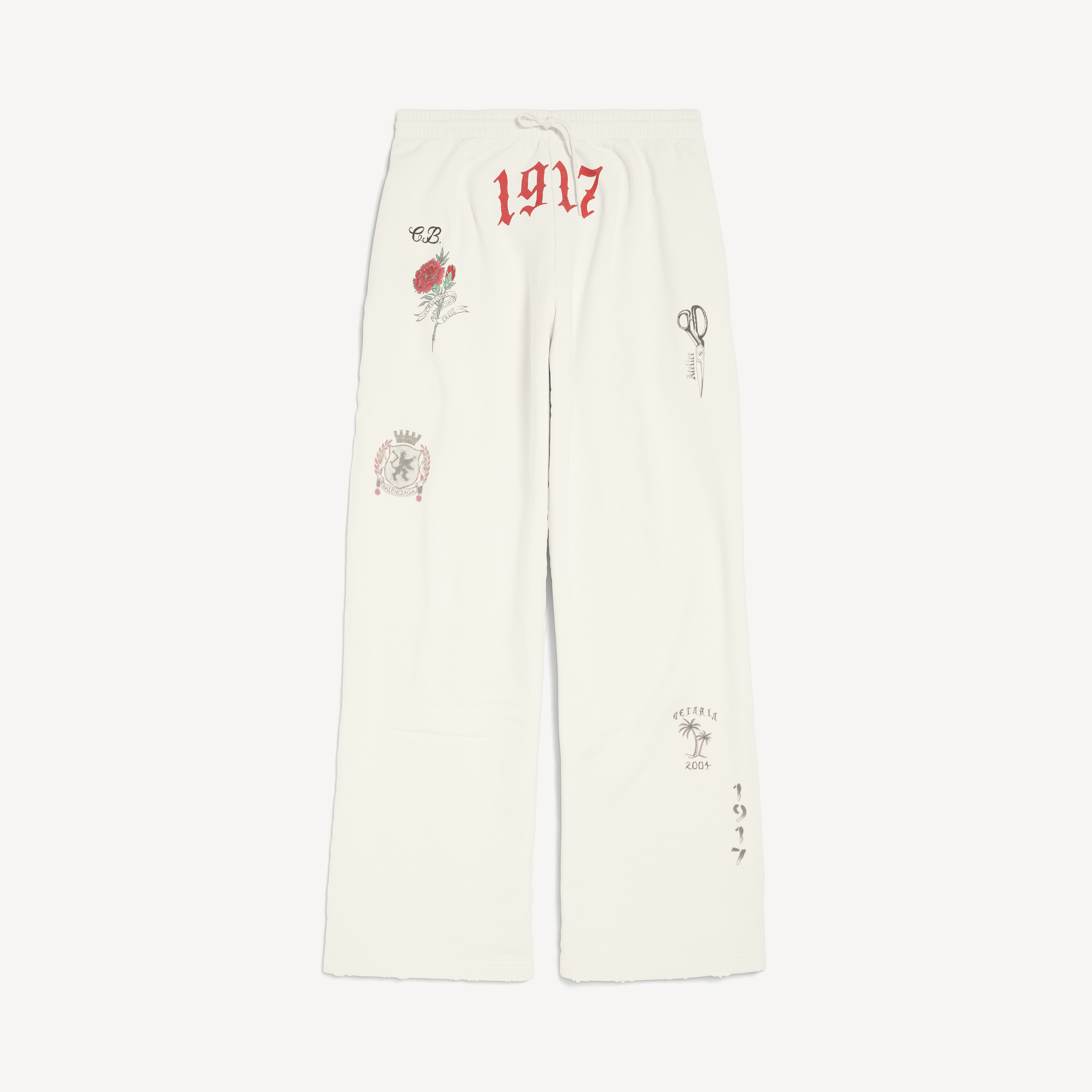 Men's Tattoo Baggy Sweatpants in Cream