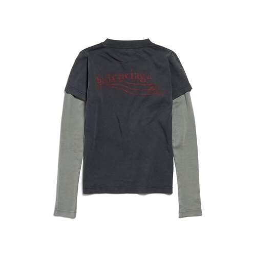 t-shirt à manches doubles washed crayon political