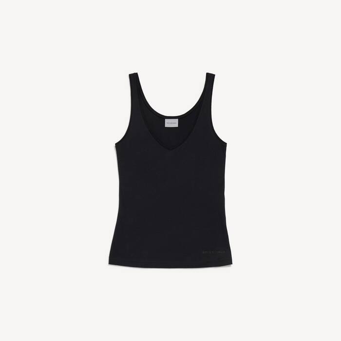 Women's V-neck Tank Top in Black - Women | Balenciaga United Kingdom EN - Image 1