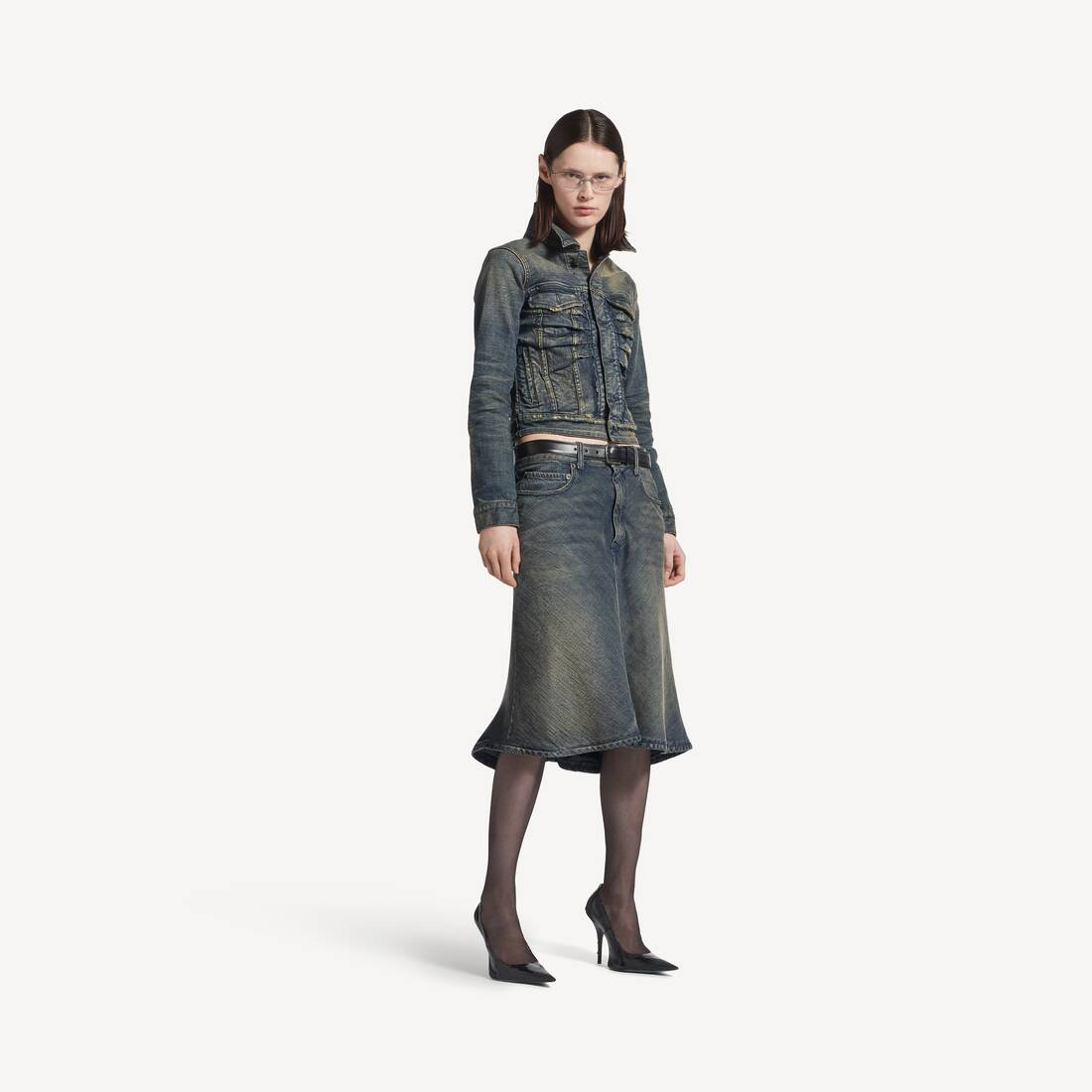 Women's Ruched Denim Jacket in Blue | Balenciaga Hong Kong SAR EN - Image 2