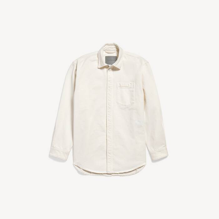 Men's Denim Long Sleeve Shirt in White - Men | Balenciaga United States EN - Image 2