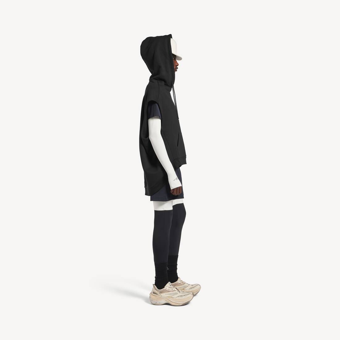 Men's Bodies Sleeveless Regular Fit Hoodie in Black | Balenciaga Canada EN - Image 3