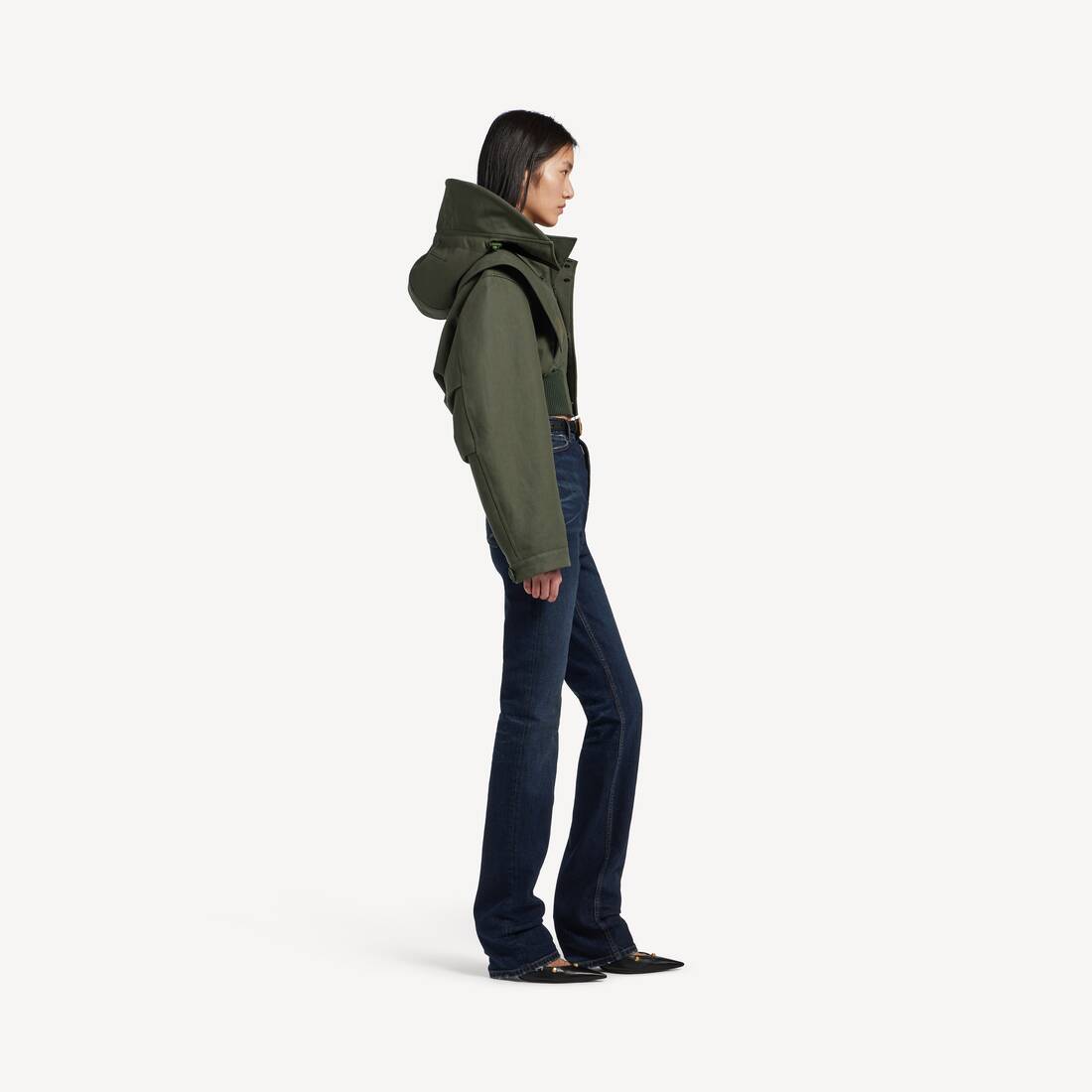 Parka Militar Corta para Mujer en Verde | Balenciaga Estados Unidos ES - Image 3