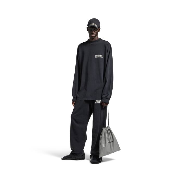 마스킹 테이프 라지 핏 롱 슬리브 티셔츠