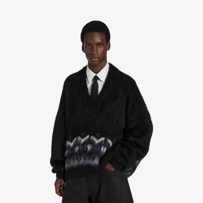 ブラック/パープル の メンズ Vネック オーバーサイズ ジャンパー - メンズ | Balenciaga 日本 JA - Image 1