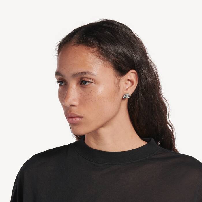 Brincos Bb Xs Stud  para Ela em Cristal/prateado - Ela | Balenciaga Brasil PT - Image 3