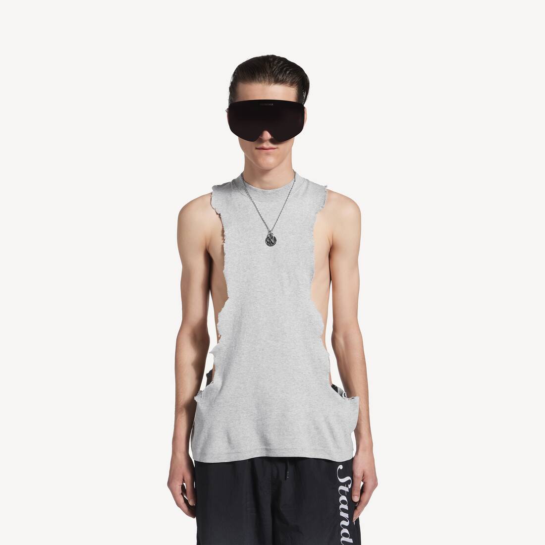 Men's Ripped Tank Top in Light Heather Grey | Balenciaga Sweden EN - Image 5