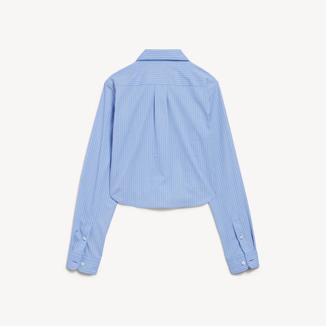 Gestreiftes Crop-hemd f&uuml;r Damen in Blau/marineblau | Balenciaga Deutschland DE - Image 2