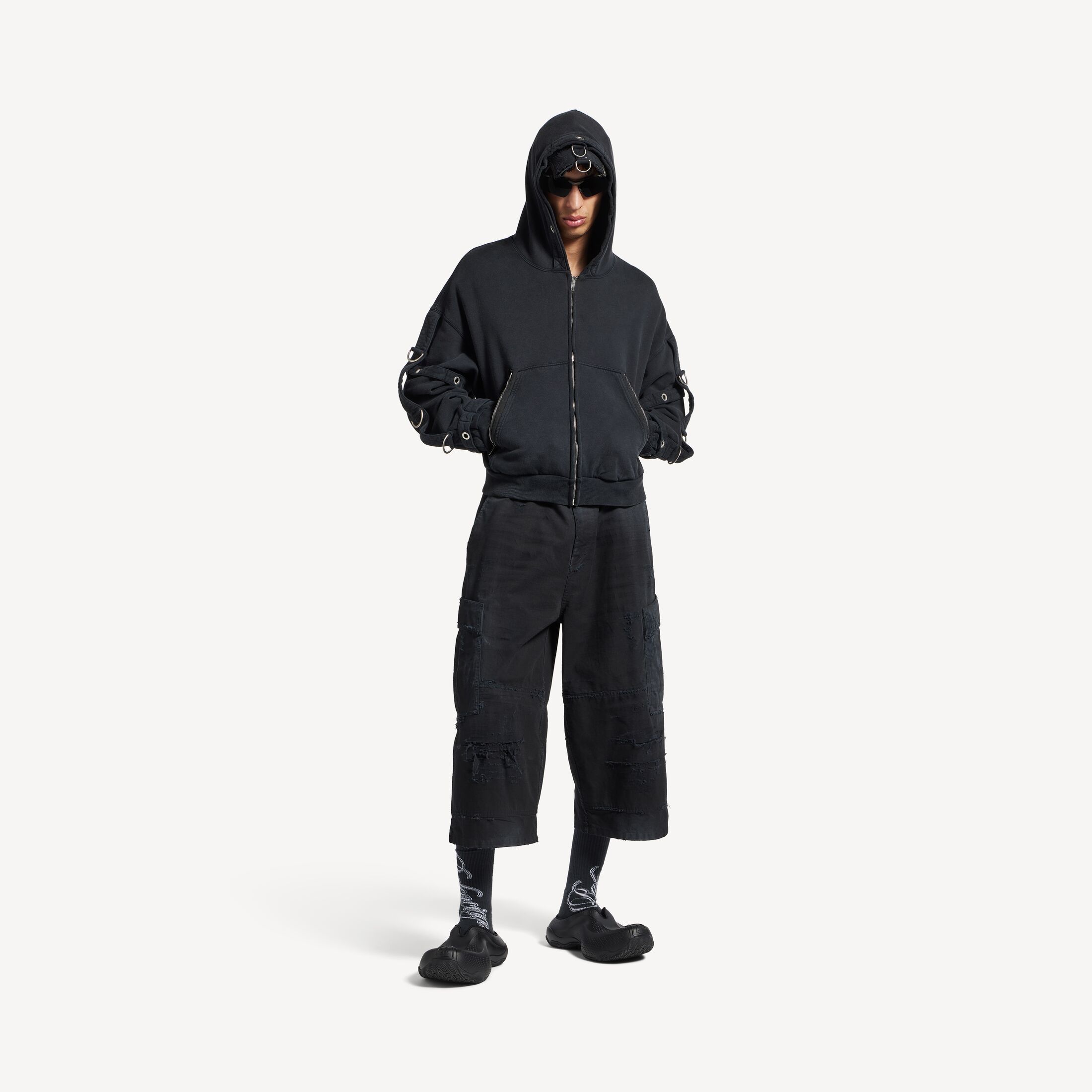d-ring cargo zip-up hoodie