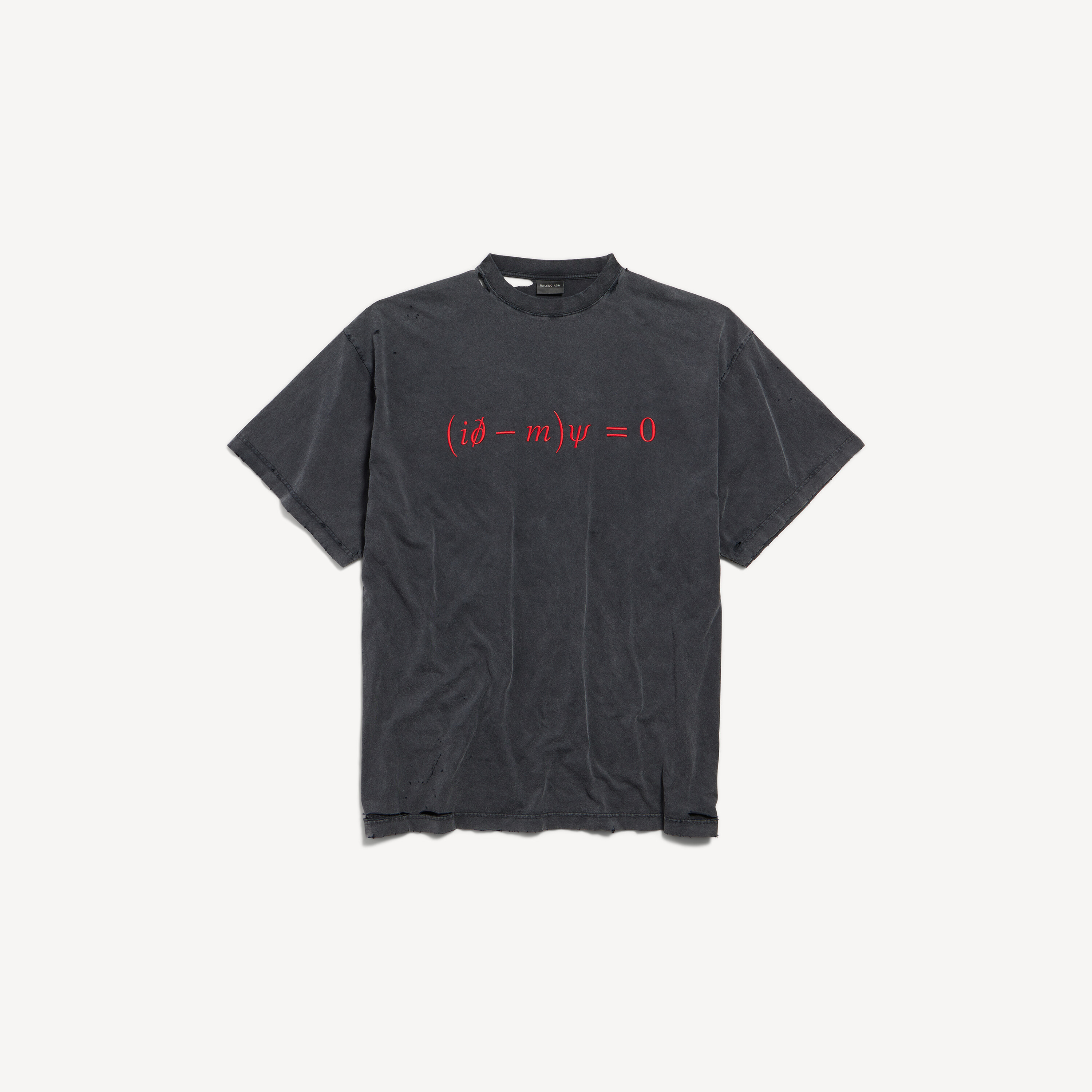 Men's Dirac Equation Oversized T-shirt in Washed Black/red