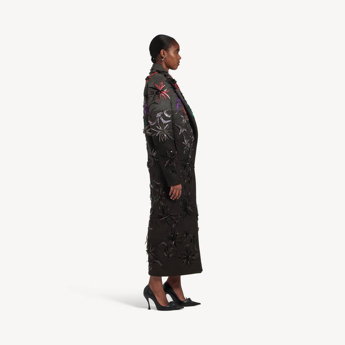 Cappotto Spotlight Flowers Maxi da Donna in Nero/grigio/multicolore | Balenciaga Italia IT - Image 3