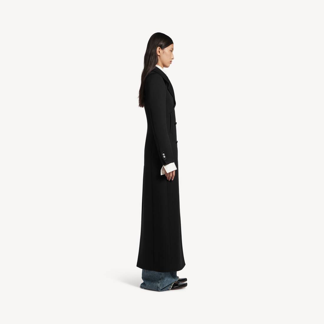 Women's Long Trench Coat in Black | Balenciaga Taiwan Region EN - Image 3