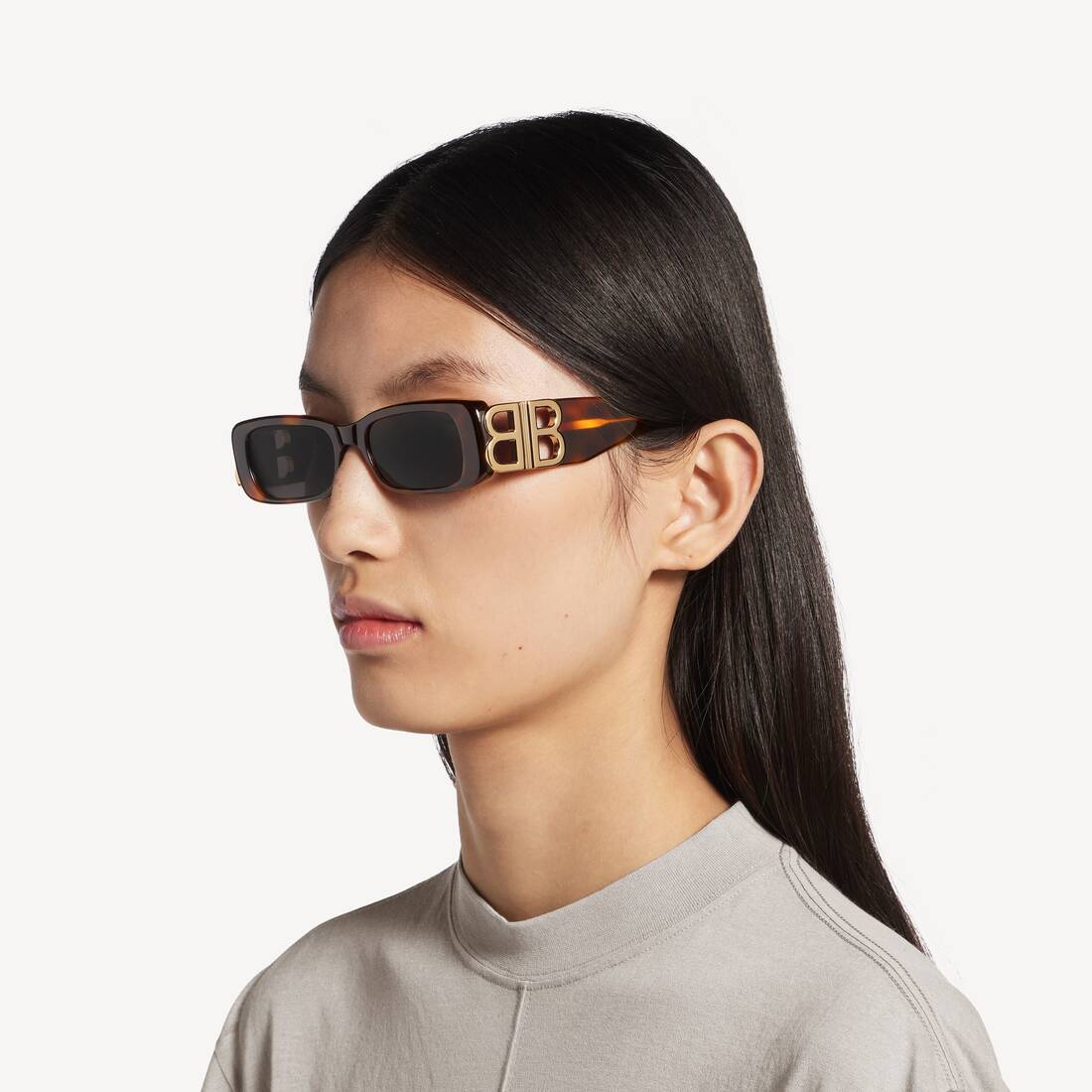 Occhiali Da Sole Rettangolari Dynasty da Donna in Avana Medio | Balenciaga Italia IT - Image 7