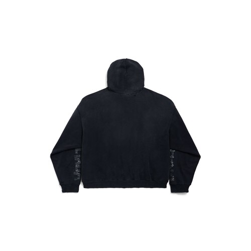 transparent tape ripped pocket hoodie