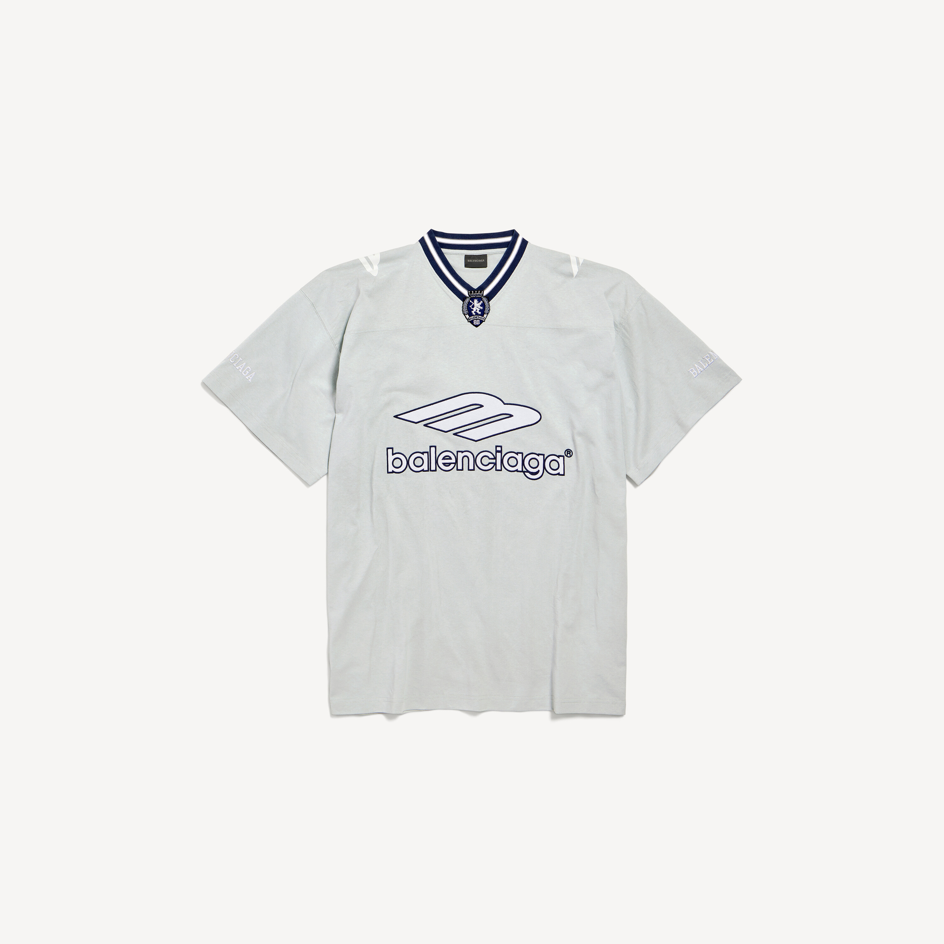 Men's 3b Football V-neck T-shirt Oversized in Grey/white