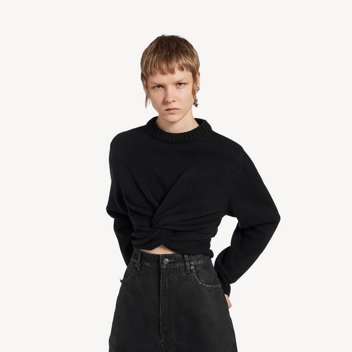 Jersey Con Cuello Redondo para Mujer en Negro - Mujer | Balenciaga Espa&ntilde;a ES - Image 1