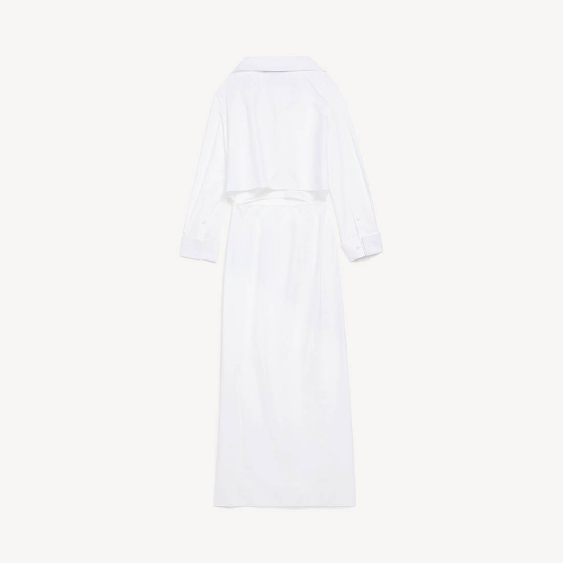 Women's Off-shoulder Shirt Dress in White | Balenciaga Netherlands EN - Image 2