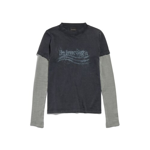 t-shirt à manches doubles washed crayon political